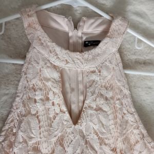 Soft pink mini dress with lace